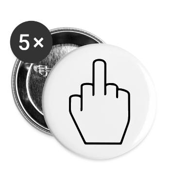 Finger, Fuck you - Buttons large 2.2''/56 mm (5-pack) - white - Front