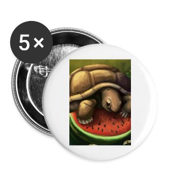 Wassermelonen-Schildkröte - Buttons groß 56 mm (5er Pack) - Weiß - Vorne
