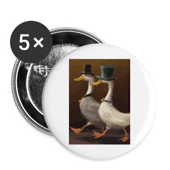 Zwei Enten - Buttons groß 56 mm (5er Pack) - Weiß - Vorne
