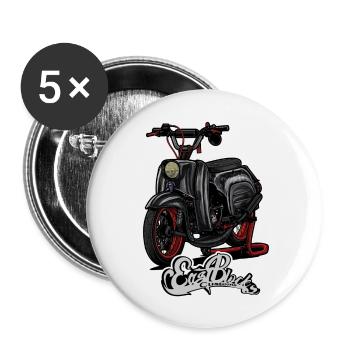 Swallow (black) // Illustration - Buttons large 2.2''/56 mm (5-pack) - white - Front