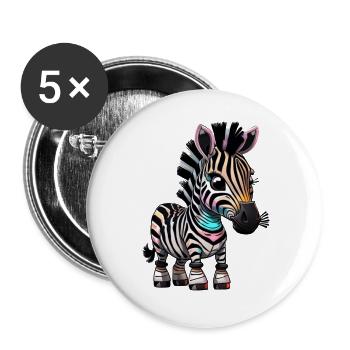 Zebra Roboter - Buttons groß 56 mm (5er Pack) - Weiß - Vorne