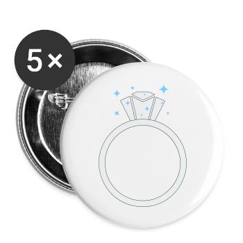 Diamant Ehering - Buttons groß 56 mm (5er Pack) - Weiß - Vorne
