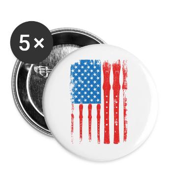 4. Juli USA Flöte - Buttons groß 56 mm (5er Pack) - Weiß - Vorne