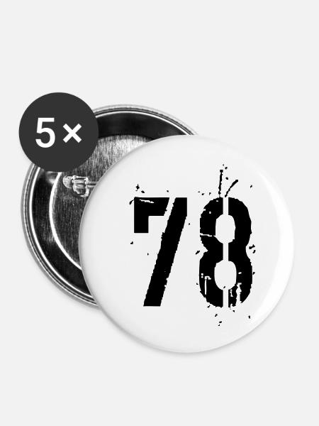 Nummer 78 - Buttons groß 56 mm (5er Pack) - Weiß
