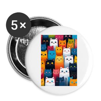cat pattern - Lot de 5 grands badges (56 mm) - blanc - Devant