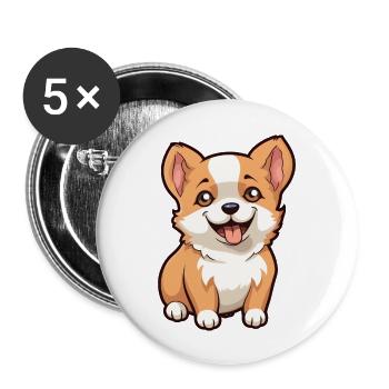 Süßer kleiner Hund - Buttons groß 56 mm (5er Pack) - Weiß - Vorne