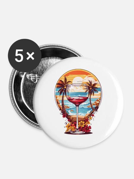 Strand Weinglas - Buttons groß 56 mm (5er Pack) - Weiß