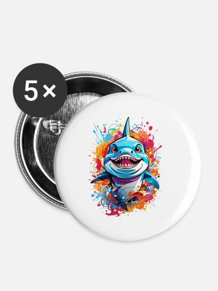 Hai - Buttons groß 56 mm (5er Pack) - Weiß