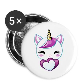 Unicorn Mythical Animal Girl Unicorns Unicorn - Buttons large 2.2''/56 mm (5-pack) - white - Front