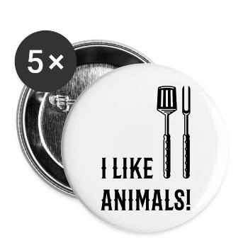 I Like Animals! (Grill Cutlery / Black) - Buttons large 2.2''/56 mm (5-pack) - white - Front