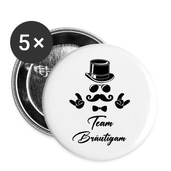 bräutigam team 01 - Buttons groß 56 mm (5er Pack) - Weiß - Vorne