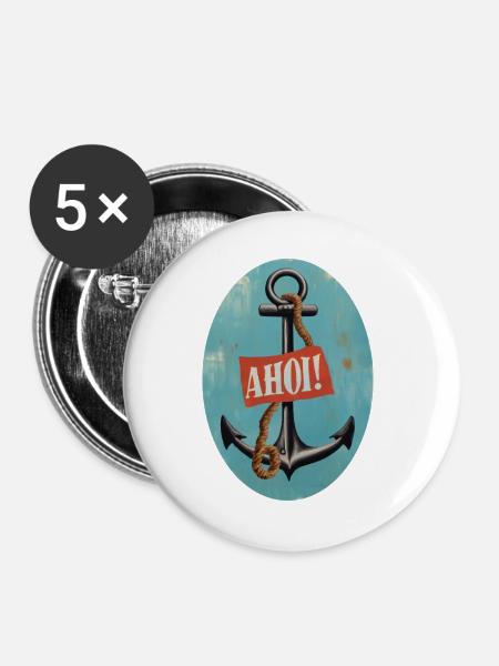 Ahoi - Buttons groß 56 mm (5er Pack) - Weiß