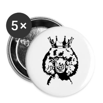 Pudel Krone Hunde Hund Wilsigns - Buttons groß 56 mm (5er Pack) - Weiß - Vorne