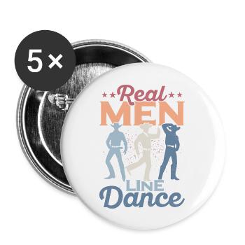 Real Men Line Dance Western Country Music - Lot de 5 grands badges (56 mm) - blanc - Devant