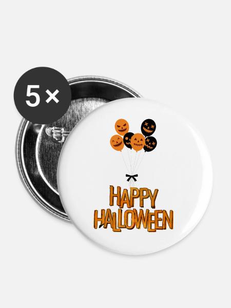 Happy Halloween schwebender Kürbis - Buttons groß 56 mm (5er Pack) - Weiß