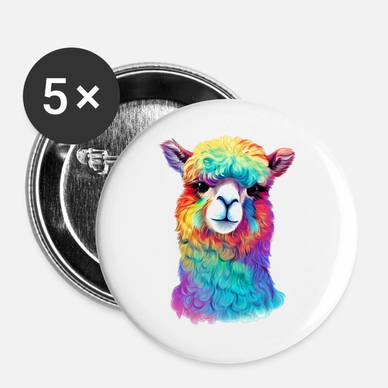 Alpaka - Buttons groß 56 mm (5er Pack) - Weiß