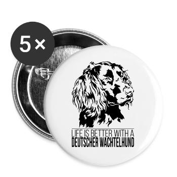 German Quail Dog life is better Dog Wilsigns - Buttons large 2.2''/56 mm (5-pack) - white - Front