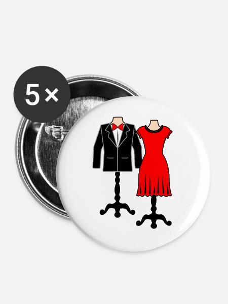 Bekleidungsgeschäft 00 - Buttons groß 56 mm (5er Pack) - Weiß