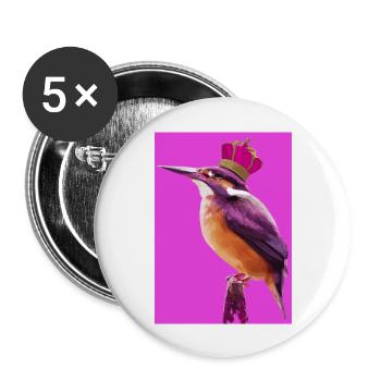 Vogel mit Krone - Buttons groß 56 mm (5er Pack) - Weiß - Vorne