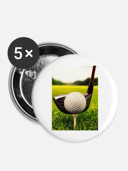 Golfball Abschlag - Buttons groß 56 mm (5er Pack) - Weiß