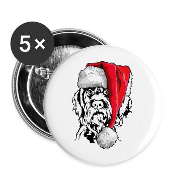 Père Noël allemand Chiens de Noël Wilsigns - Lot de 5 grands badges (56 mm) - blanc - Devant