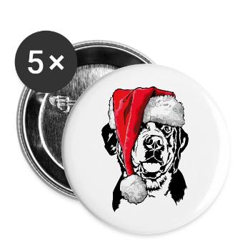 Santa Großer Schweizer Sennenhund Weihnachten - Buttons groß 56 mm (5er Pack) - Weiß - Vorne