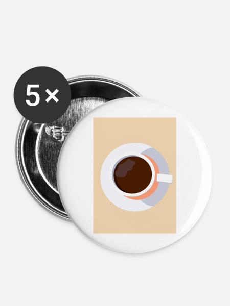 Minimalistischer Küchenkaffee - Buttons groß 56 mm (5er Pack) - Weiß