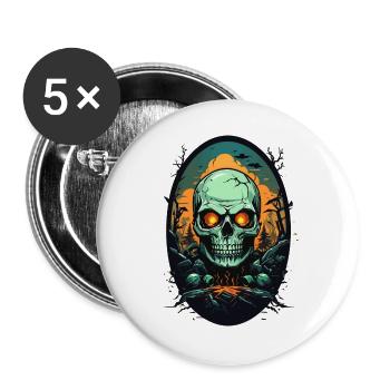 Skull - Buttons large 2.2''/56 mm (5-pack) - white - Front