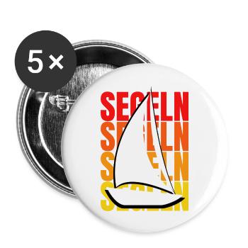 Segeln: Freiheit auf dem Wasser - Buttons groß 56 mm (5er Pack) - Weiß - Vorne
