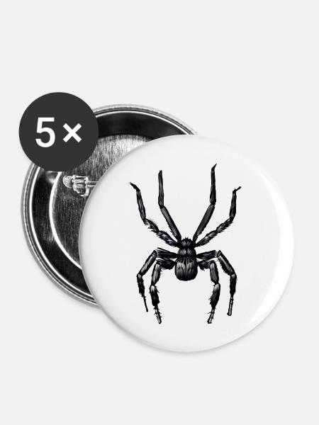 Spinne - Buttons groß 56 mm (5er Pack) - Weiß