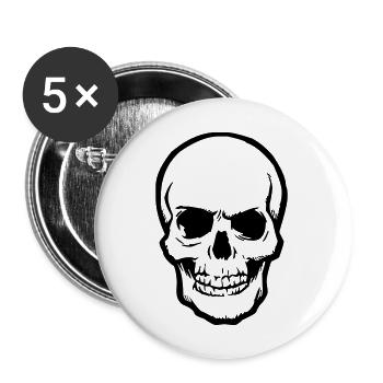 skull - Buttons groß 56 mm (5er Pack) - Weiß - Vorne