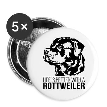 La vie de Rottweiler est meilleure Chiens Wilsigns - Lot de 5 grands badges (56 mm) - blanc - Devant