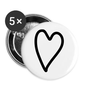 Heart Simple - Buttons large 2.2''/56 mm (5-pack) - white - Front
