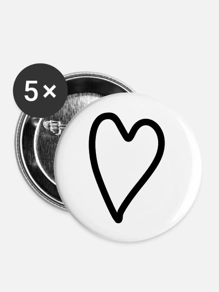 Heart Simple - Buttons large 2.2''/56 mm (5-pack) - white
