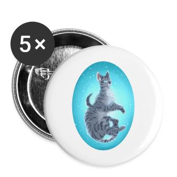 Jayfeather Häherfeder Graue Katze Warrior Cats - Buttons groß 56 mm (5er Pack) - Weiß - Vorne