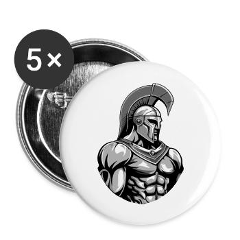 Spartan Gladiator Muscles Entraînement Gym - Lot de 5 grands badges (56 mm) - blanc - Devant