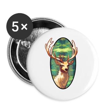 Junger Hirsch - Buttons groß 56 mm (5er Pack) - Weiß - Vorne