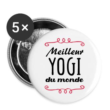 Meilleur Yogi du monde / Yoga - Lot de 5 grands badges (56 mm) - blanc - Devant