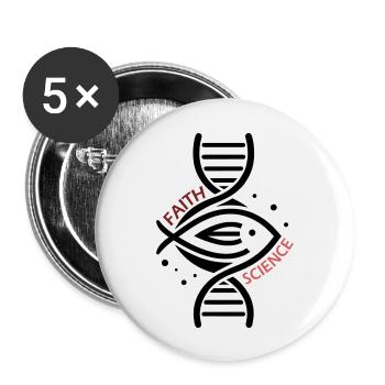 Science & Faith - DNA & Fish. - Buttons large 2.2''/56 mm (5-pack) - white - Front