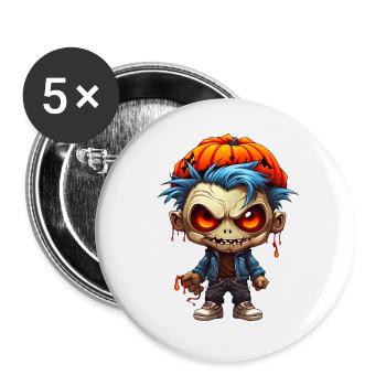 Kürbis Junge - Buttons groß 56 mm (5er Pack) - Weiß - Vorne