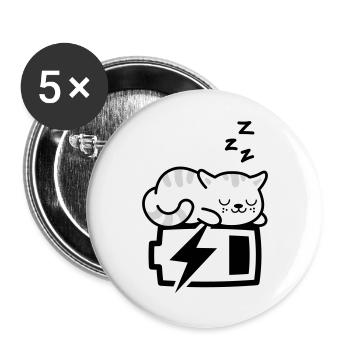 Sleepy Kitty (Color Changeable - 3 colors) - Buttons large 2.2''/56 mm (5-pack) - white - Front