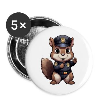 Policier écureuil - Lot de 5 grands badges (56 mm) - blanc - Devant