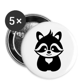 Raccoon - Buttons large 2.2''/56 mm (5-pack) - white - Front