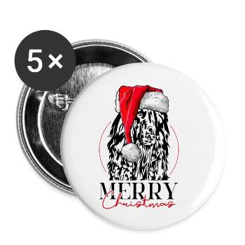 Père Noël Afghan Hound Joyeux Noël Chiens - Lot de 5 grands badges (56 mm) - blanc - Devant