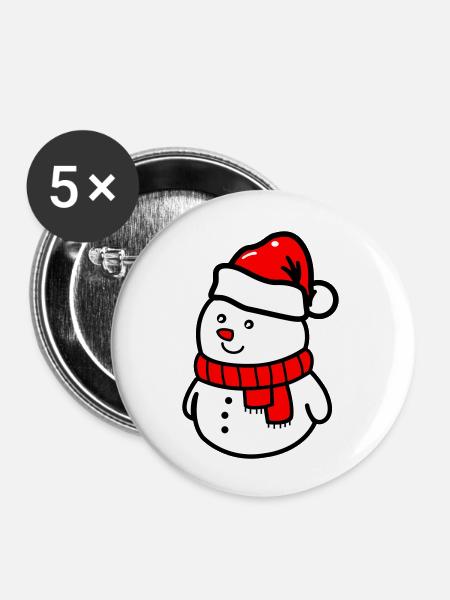schneemann - Buttons groß 56 mm (5er Pack) - Weiß