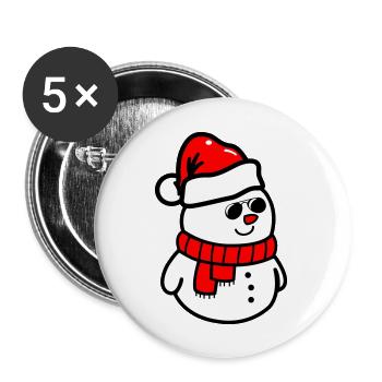schneemann sonnenbrille - Buttons groß 56 mm (5er Pack) - Weiß - Vorne