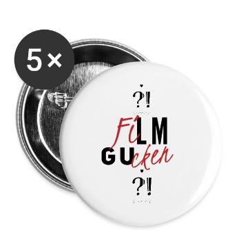 Film Gucken Wortspiel - Buttons groß 56 mm (5er Pack) - Weiß - Vorne