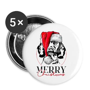 Père Noël chien de montagne bavarois - Lot de 5 grands badges (56 mm) - blanc - Devant