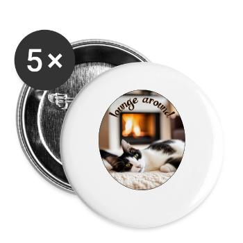 Lazy cat 4 - Buttons large 2.2''/56 mm (5-pack) - white - Front