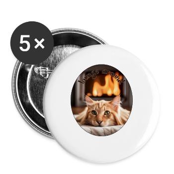 Lazy cat3 - Buttons groß 56 mm (5er Pack) - Weiß - Vorne